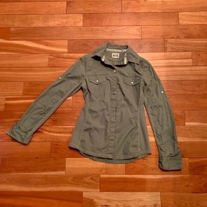 Olive button down shirt
